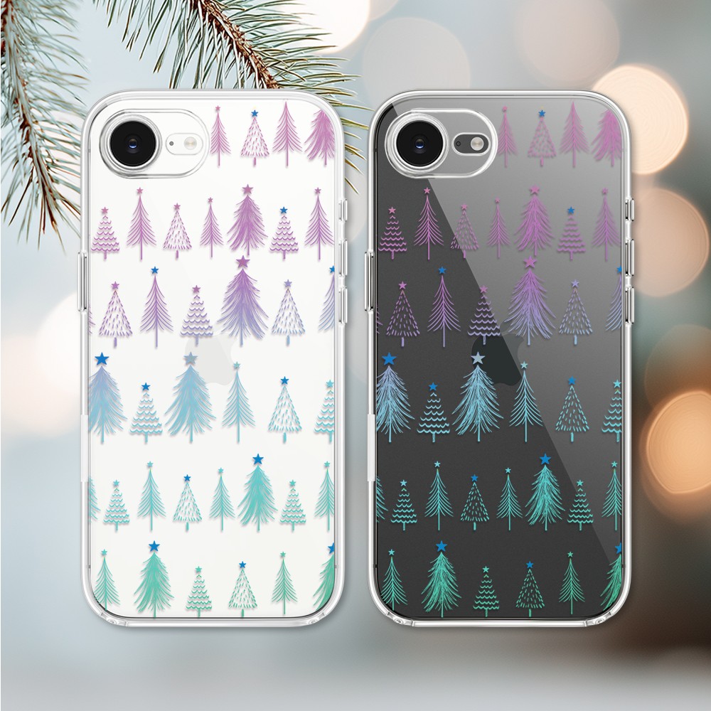 Etui do iPhone 16e z MagSafe, świąteczny las choinek, przeźroczyste 16 e-3