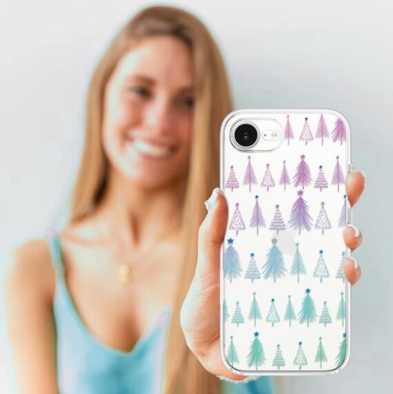 Etui do iPhone 16e z MagSafe, świąteczny las choinek, przeźroczyste 16 e-5