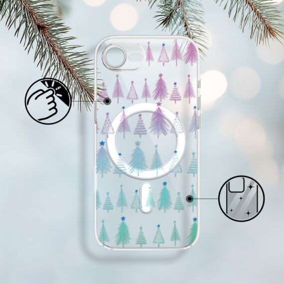 Etui do iPhone 16e z MagSafe, świąteczny las choinek, przeźroczyste Z MAGSAFE 16 e-2