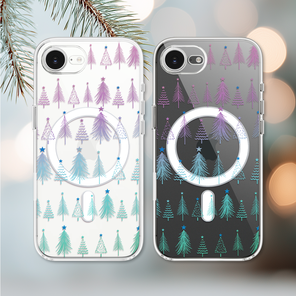 Etui do iPhone 16e z MagSafe, świąteczny las choinek, przeźroczyste Z MAGSAFE 16 e-3