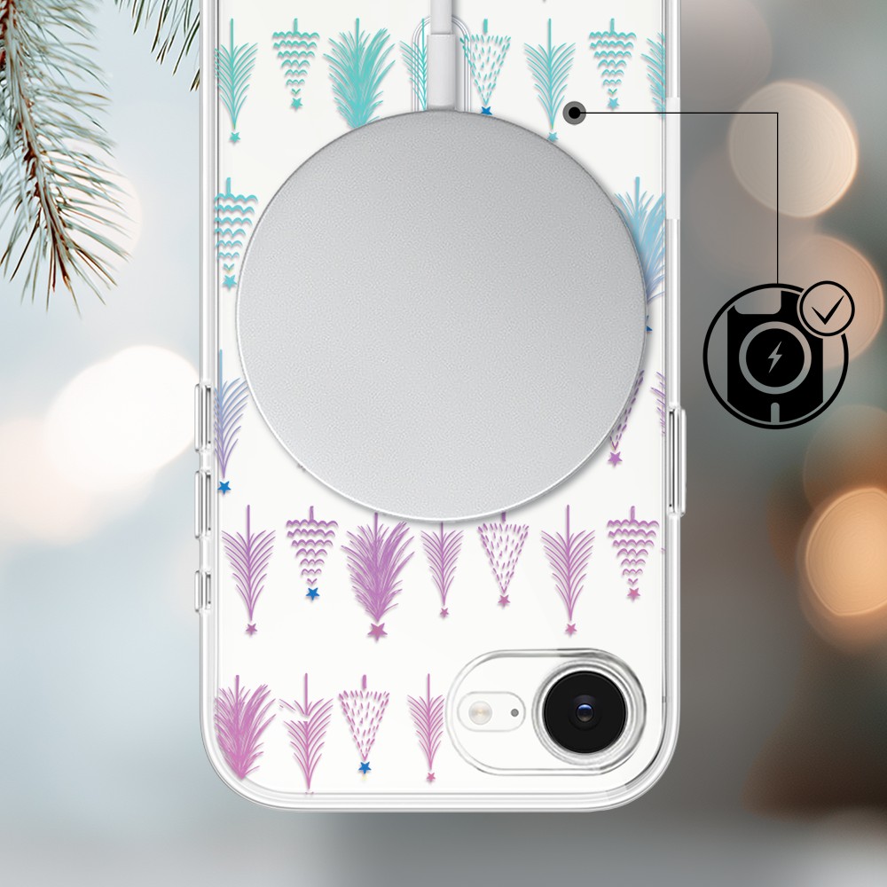 Etui do iPhone 16e z MagSafe, świąteczny las choinek, przeźroczyste Z MAGSAFE 16 e-4