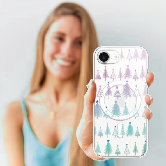 Etui do iPhone 16e z MagSafe, świąteczny las choinek, przeźroczyste Z MAGSAFE 16 e-5