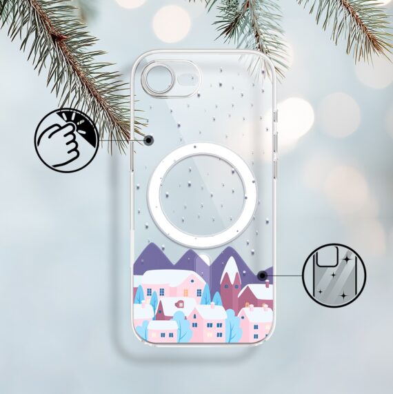 Etui do iPhone 16e z MagSafe, zimowa osada, przeźroczyste 16 e-2