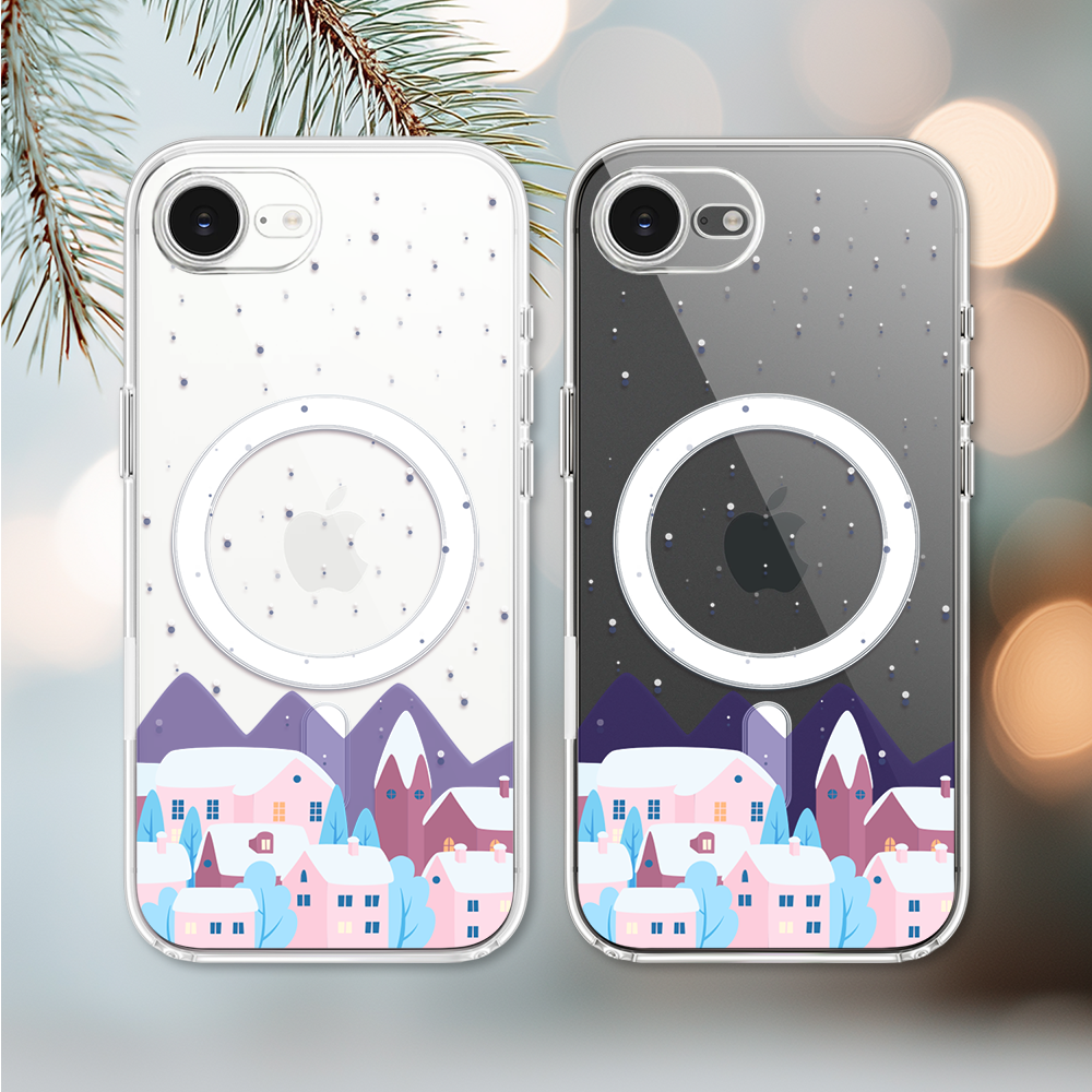 Etui do iPhone 16e z MagSafe, zimowa osada, przeźroczyste 16 e-3