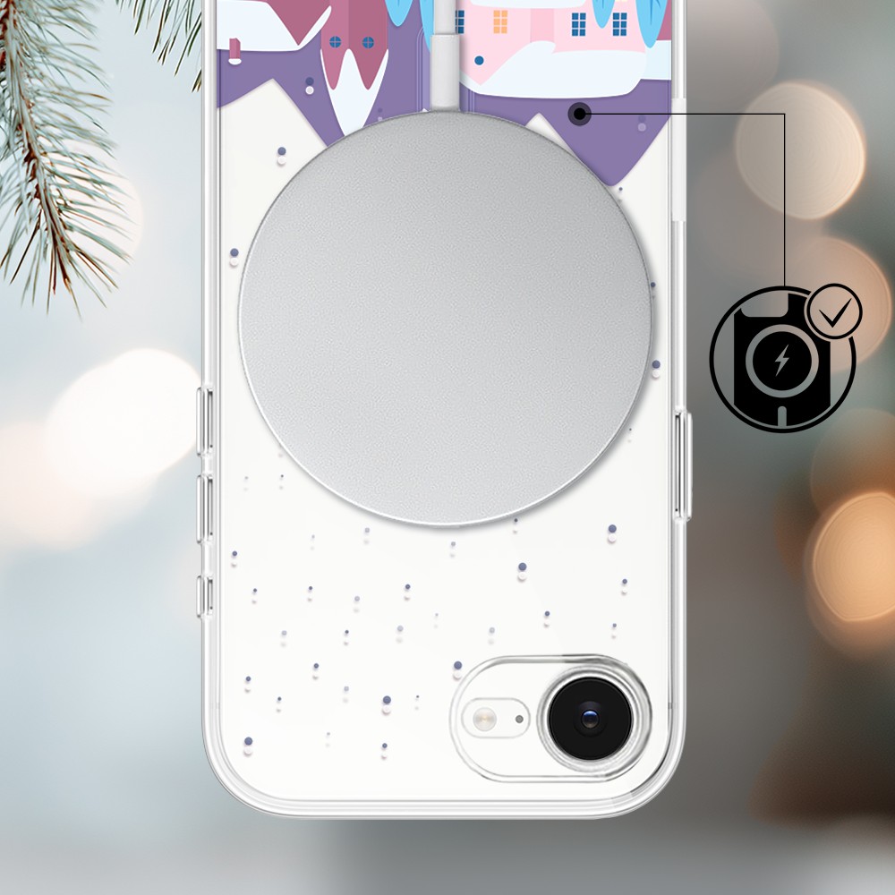 Etui do iPhone 16e z MagSafe, zimowa osada, przeźroczyste 16 e-4