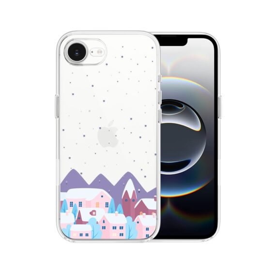Etui do iPhone 16e, zimowa osada, przeźroczyste 16 e-1