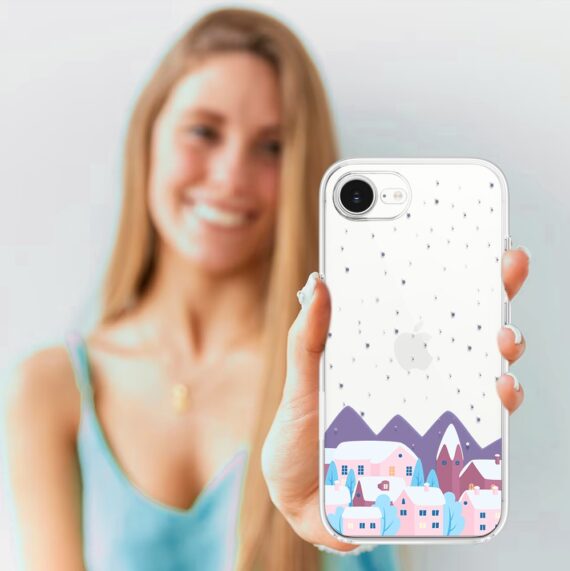 Etui do iPhone 16e, zimowa osada, przeźroczyste 16 e-5