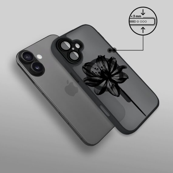 Etui do iPhone 17 Color Flush z MagSafe, z osłoną aparatu, czarny kwiat, czarne (3)
