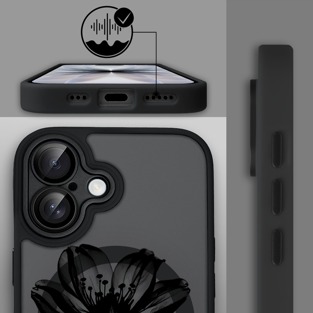 Etui do iPhone 17 Color Flush z MagSafe, z osłoną aparatu, czarny kwiat, czarne (4)