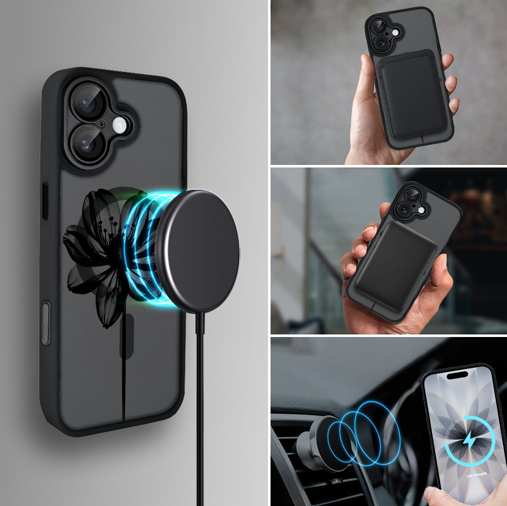 Etui do iPhone 17 Color Flush z MagSafe, z osłoną aparatu, czarny kwiat, czarne (7)