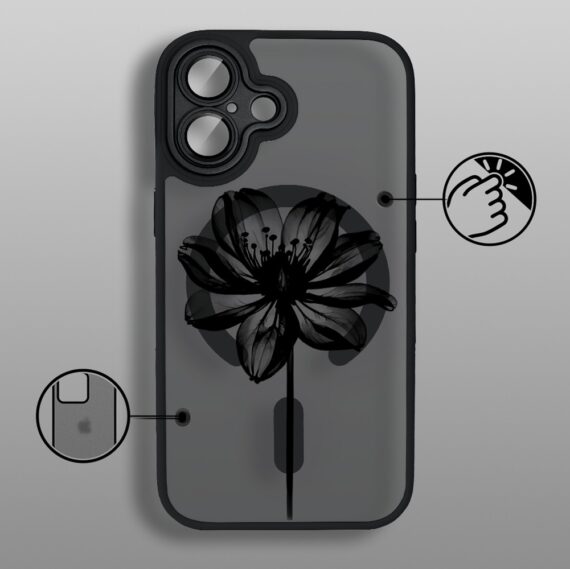 Etui do iPhone 17 Color Flush z MagSafe, z osłoną aparatu, czarny kwiat, czarne (8)
