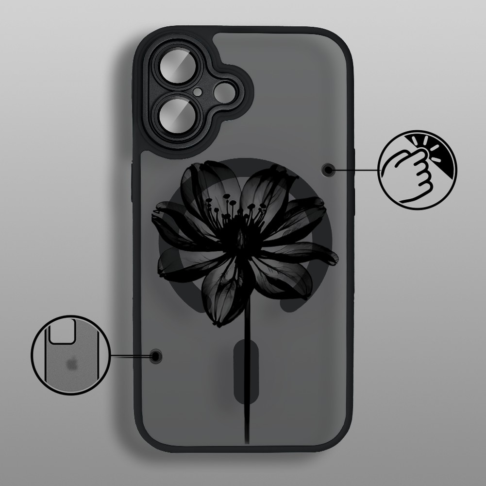 Etui do iPhone 17 Color Flush z MagSafe, z osłoną aparatu, czarny kwiat, czarne (8)