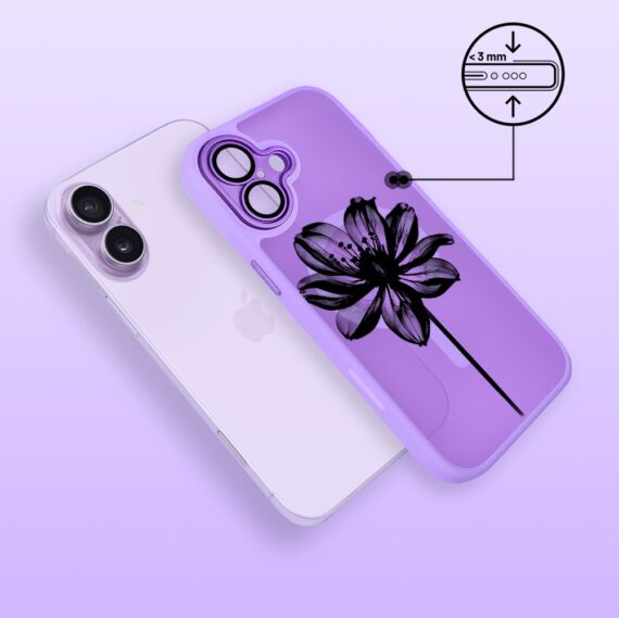 Etui do iPhone 17 Color Flush z MagSafe, z osłoną aparatu, czarny kwiat, fioletowe (2)