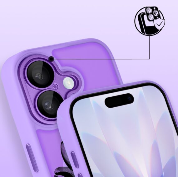 Etui do iPhone 17 Color Flush z MagSafe, z osłoną aparatu, czarny kwiat, fioletowe (4)