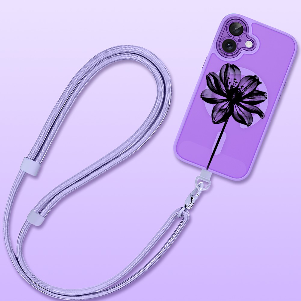 Etui do iPhone 17 Color Flush z MagSafe, z osłoną aparatu, czarny kwiat, fioletowe (5)