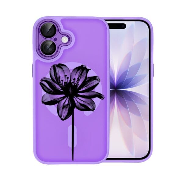 Etui do iPhone 17 Color Flush z MagSafe, z osłoną aparatu, czarny kwiat, fioletowe