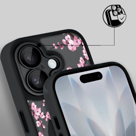 Etui do iPhone 17 Color Flush z MagSafe, z osłoną aparatu, sakura kwiat wiśni, czarne (8)