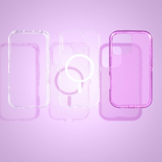 Etui do iPhone 17 Crystal Armor Magsafe, Anti-Drop pancerne 3w1, ametyst (1)