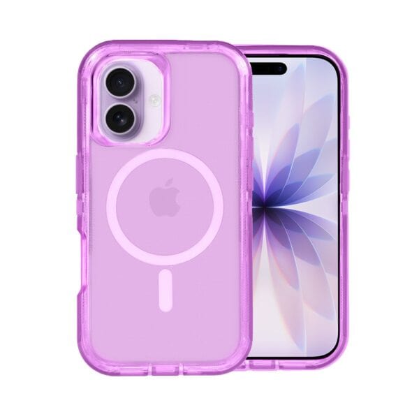 Etui do iPhone 17 Crystal Armor Magsafe, Anti-Drop pancerne 3w1, ametyst