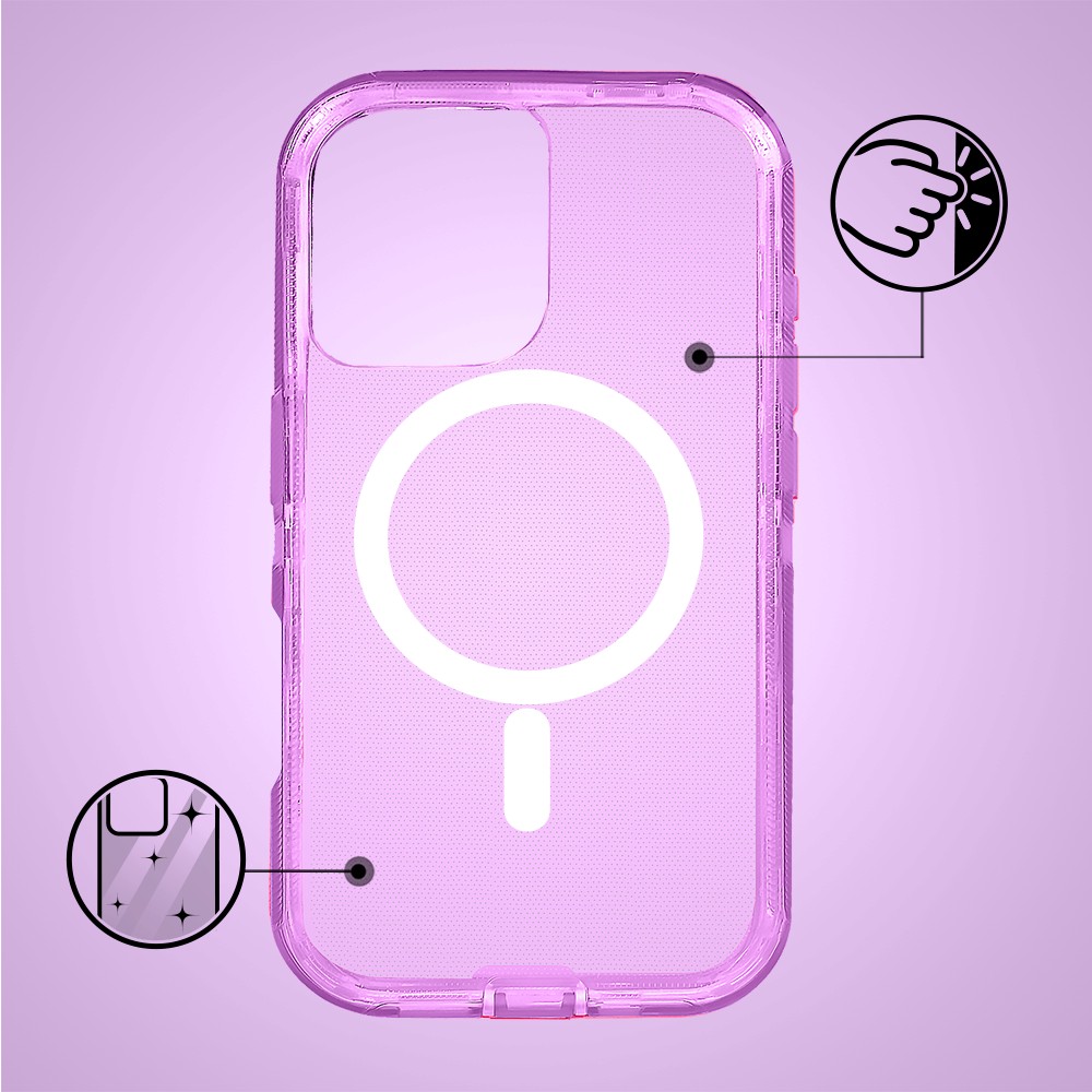 Etui do iPhone 17 Crystal Armor Magsafe, Anti-Drop pancerne 3w1, ametyst (8)