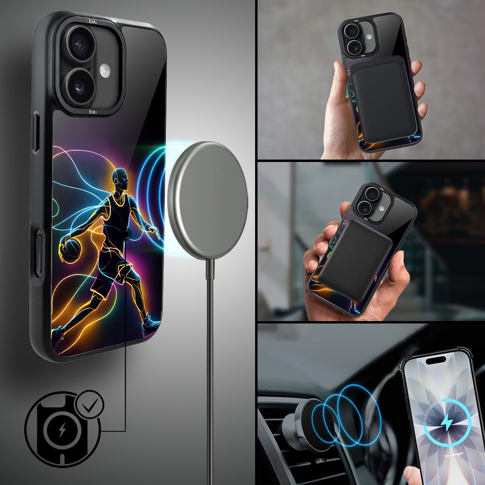 Etui do iPhone 17 IBIZU DropGuard Matt z MagSafe, Barwy Szkła, #ElectroMove, Duch koszykówki (2)