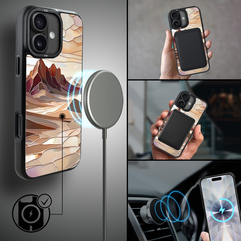 Etui do iPhone 17 IBIZU DropGuard Matt z MagSafe, Barwy Szkła, Pustynny spokój (3)