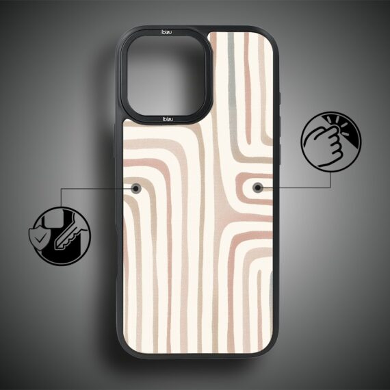 Etui do iPhone 17 IBIZU DropGuard Matt z MagSafe, Boho, Geometryczne linie (3)