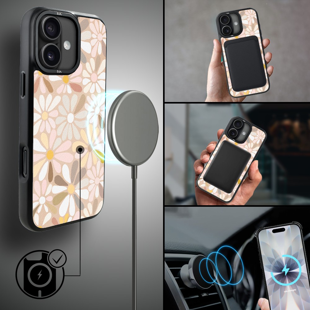 Etui do iPhone 17 IBIZU DropGuard Matt z MagSafe, Boho, Kwiaty vintage (2)