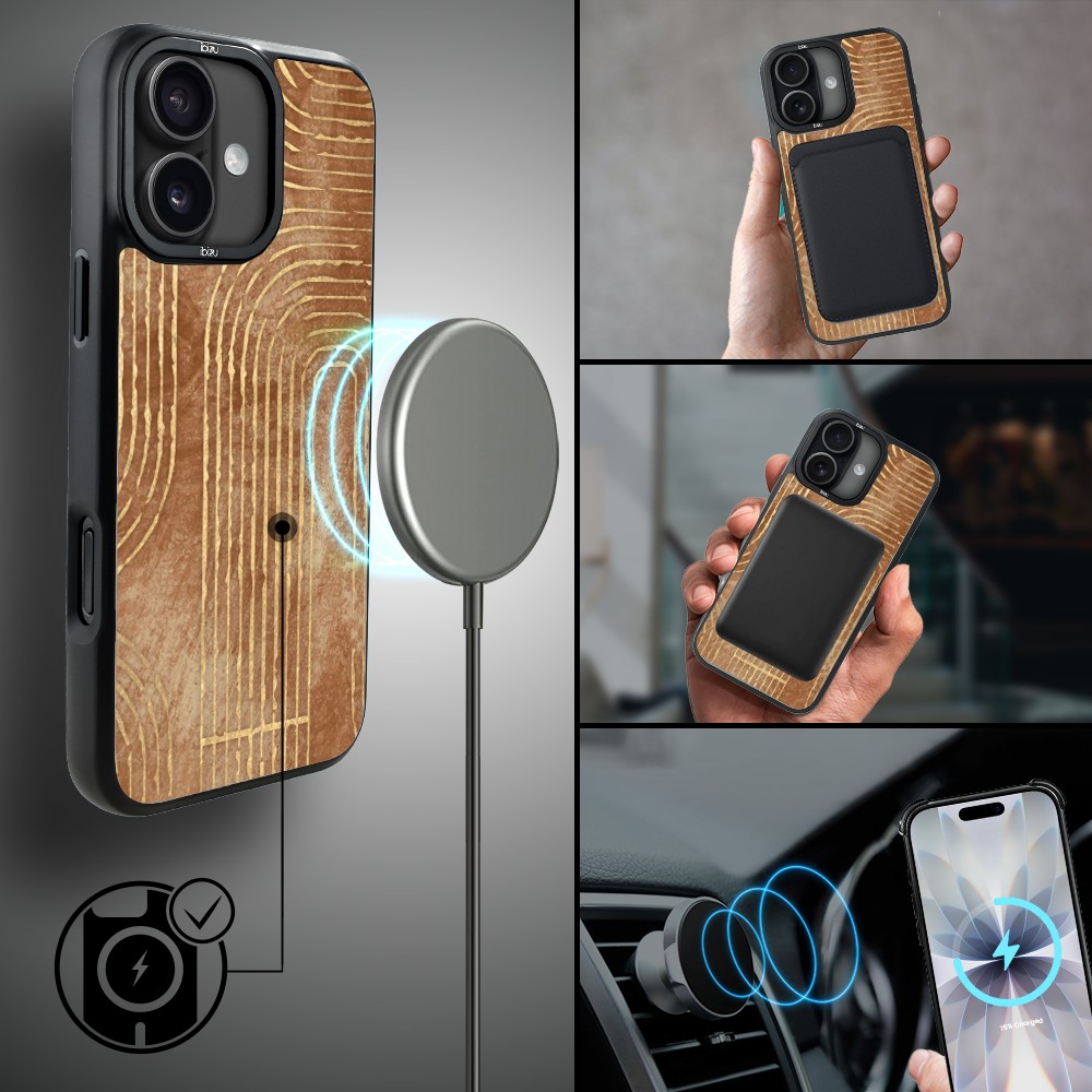 Etui do iPhone 17 IBIZU DropGuard Matt z MagSafe, Boho, Piaskowy labirynt (2)