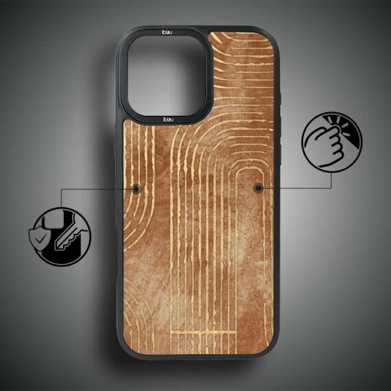 Etui do iPhone 17 IBIZU DropGuard Matt z MagSafe, Boho, Piaskowy labirynt (3)