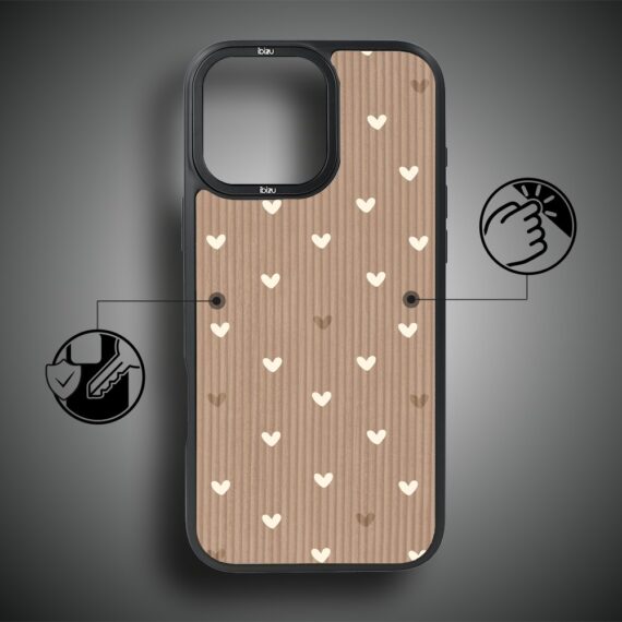 Etui do iPhone 17 IBIZU DropGuard Matt z MagSafe, Boho, Pudrowe serca (3)