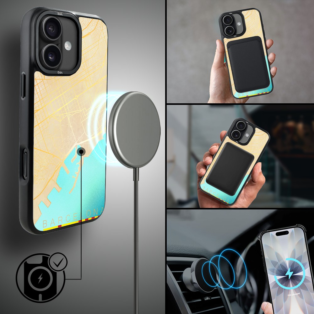 Etui do iPhone 17 IBIZU DropGuard Matt z MagSafe, Mapy Świata, Barcelona (5)