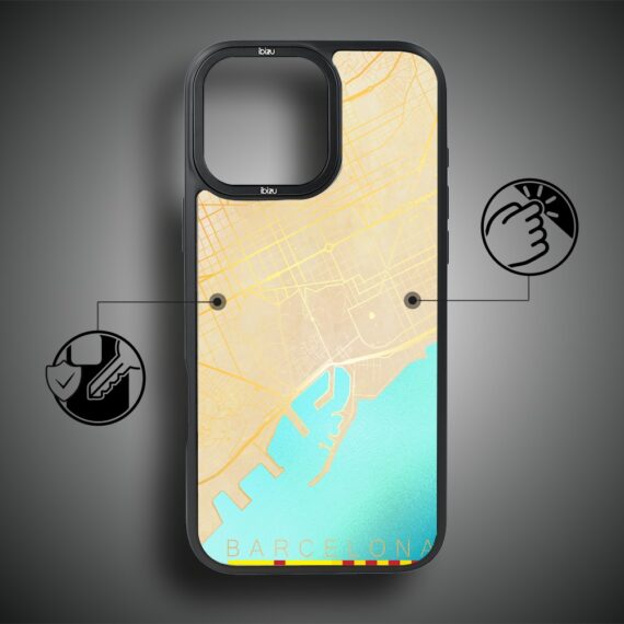 Etui do iPhone 17 IBIZU DropGuard Matt z MagSafe, Mapy Świata, Barcelona (6)