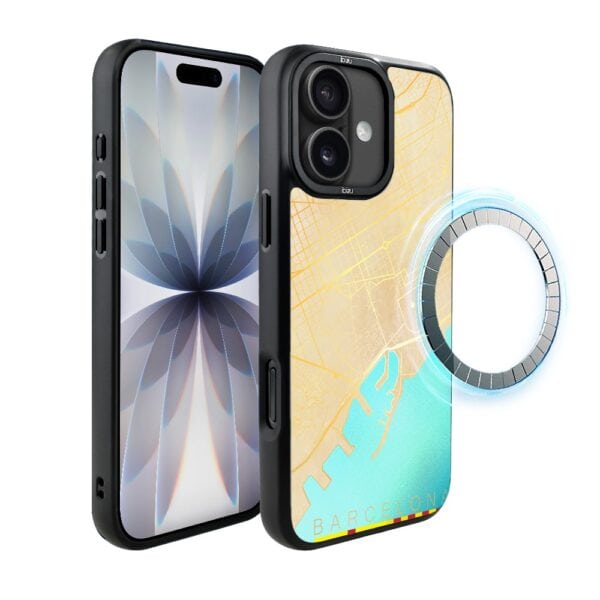 Etui do iPhone 17 IBIZU DropGuard Matt z MagSafe, Mapy Świata, Barcelona