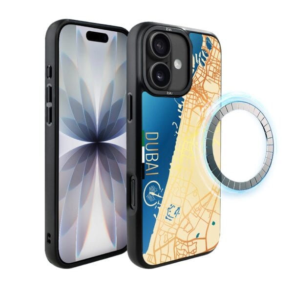 Etui do iPhone 17 IBIZU DropGuard Matt z MagSafe, Mapy Świata, Dubai