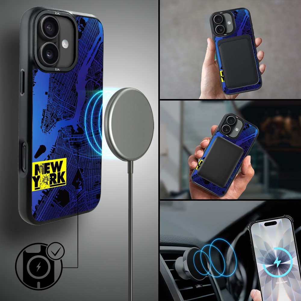 Etui do iPhone 17 IBIZU DropGuard Matt z MagSafe, Mapy Świata, New York (5)