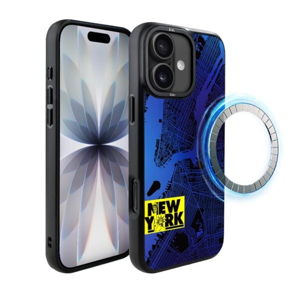 Etui do iPhone 17 IBIZU DropGuard Matt z MagSafe, Mapy Świata, New York
