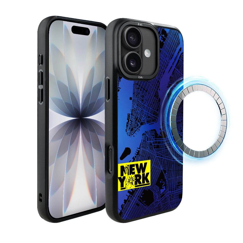 Etui do iPhone 17 IBIZU DropGuard Matt z MagSafe, Mapy Świata, New York