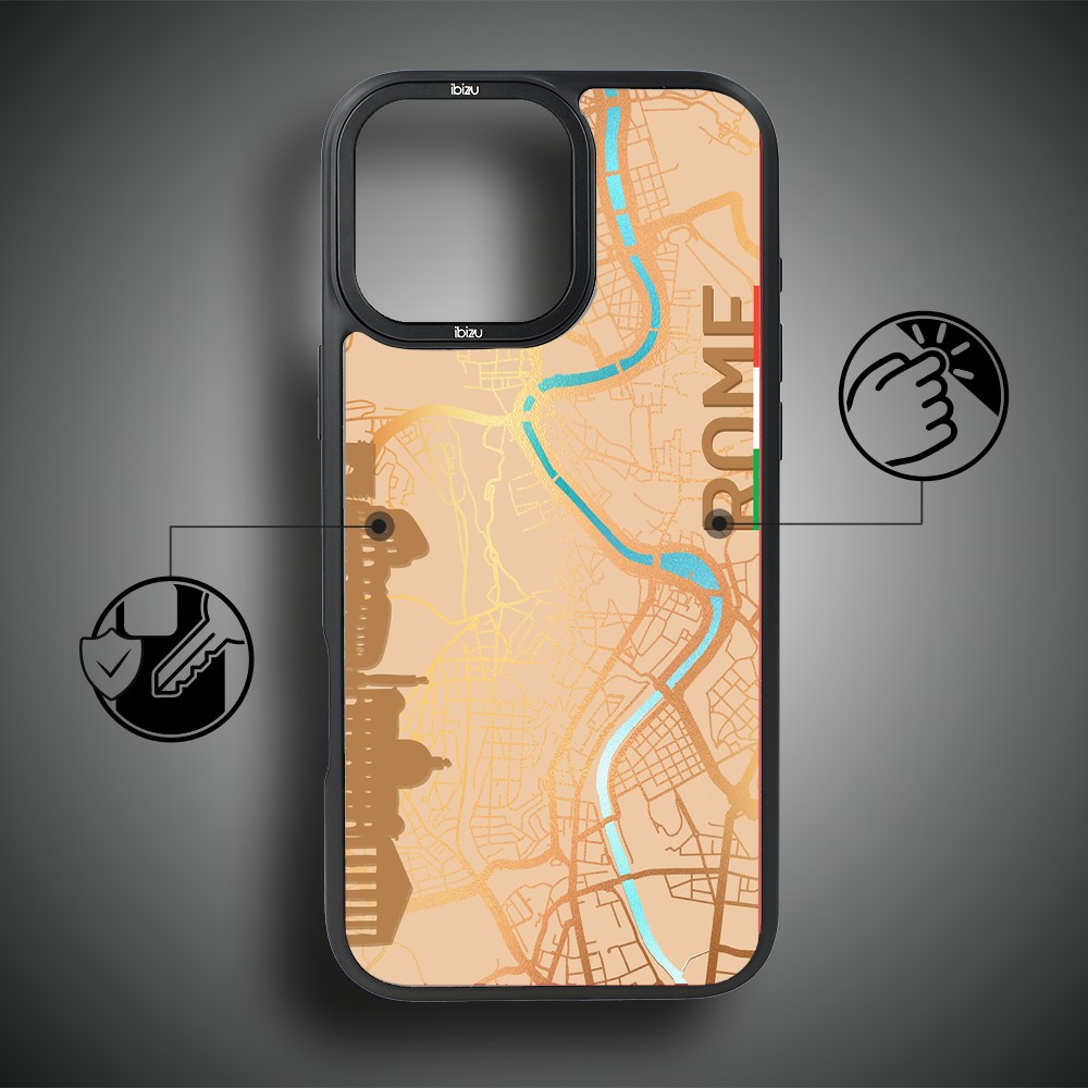 Etui do iPhone 17 IBIZU DropGuard Matt z MagSafe, Mapy Świata, Rome (6)