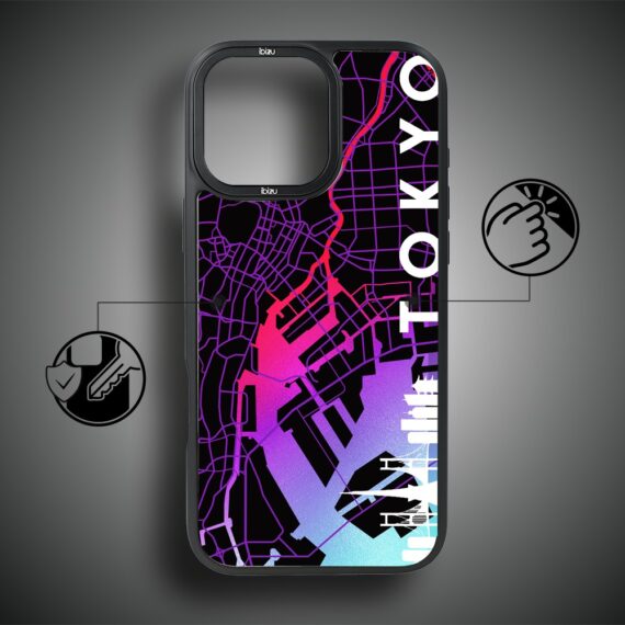 Etui do iPhone 17 IBIZU DropGuard Matt z MagSafe, Mapy Świata, Tokyo (6)