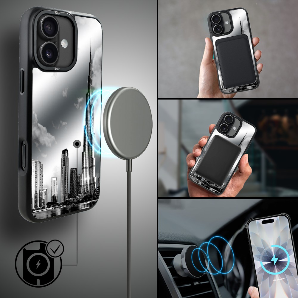 Etui do iPhone 17 IBIZU DropGuard Matt z MagSafe, Noir City, Burj Khalifa (3)