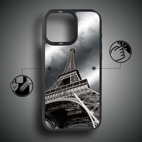 Etui do iPhone 17 IBIZU DropGuard Matt z MagSafe, Noir City, Wieża Eiffla (3)