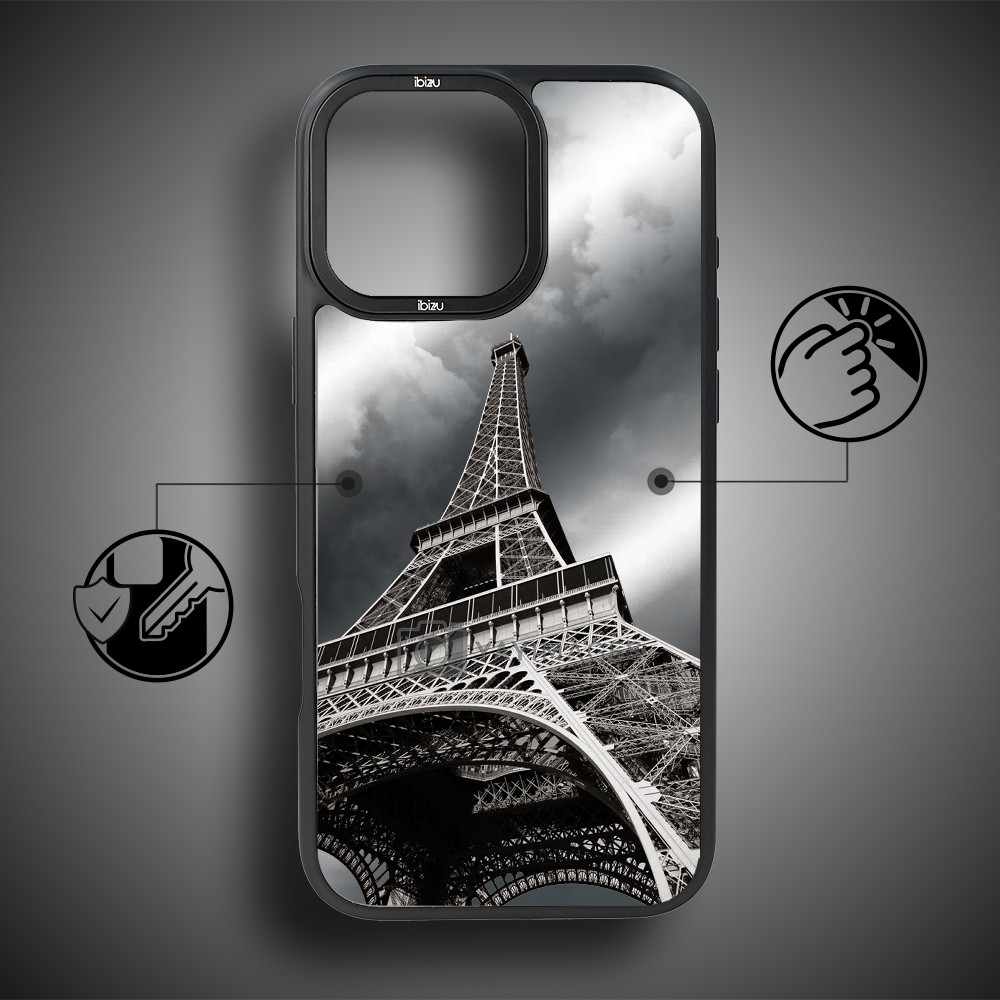 Etui do iPhone 17 IBIZU DropGuard Matt z MagSafe, Noir City, Wieża Eiffla (3)