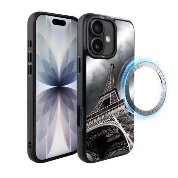 Etui do iPhone 17 IBIZU DropGuard Matt z MagSafe, Noir City, Wieża Eiffla (4)