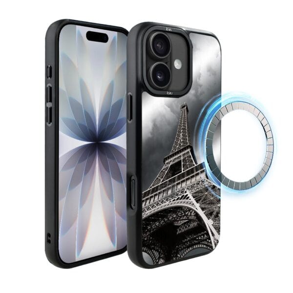 Etui do iPhone 17 IBIZU DropGuard Matt z MagSafe, Noir City, Wieża Eiffla
