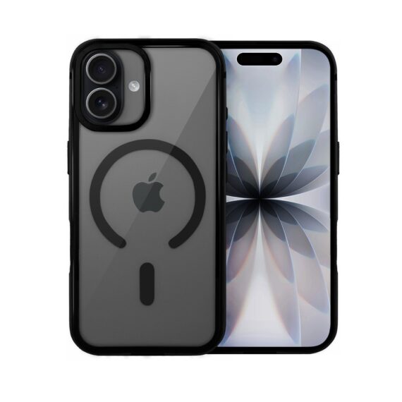 Etui do iPhone 17 IBIZU Elite Skin z MagSafe, krystalicznie czyste z metalową ramką, czarne (1)