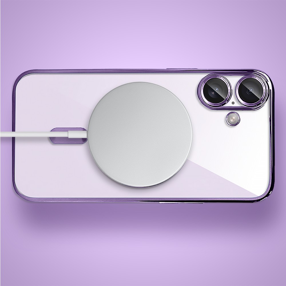 Etui do iPhone 17 MagSafe Luxury Protect przeźroczyste, hybrydowa ochrona kamery, fioleto (8)