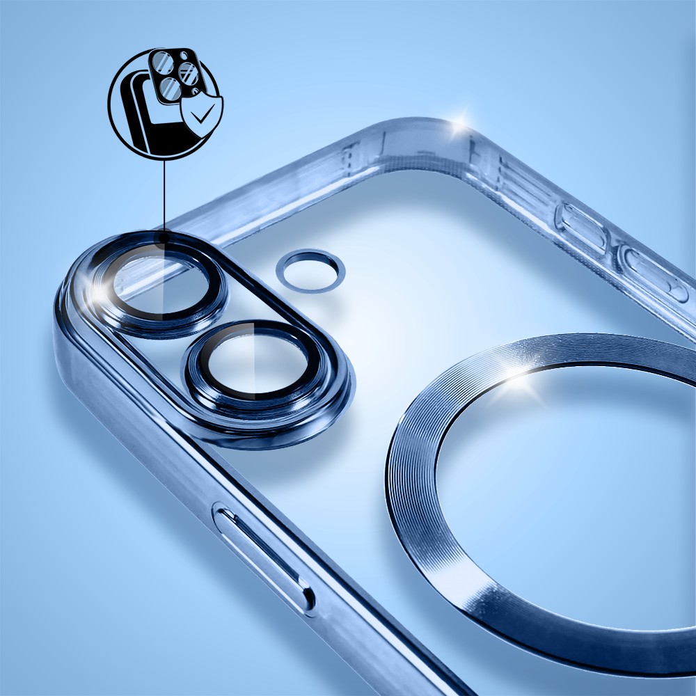 Etui do iPhone 17 MagSafe Luxury Protect przeźroczyste, hybrydowa ochrona kamery, niebieskie Artboard 4