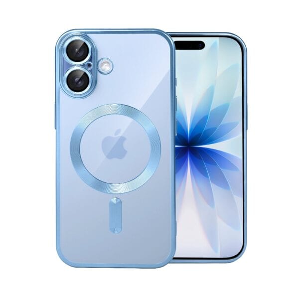 Etui do iPhone 17 MagSafe Luxury Protect przeźroczyste, z osłoną aparatu, Titanium Finish, niebieskie