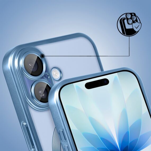 Etui do iPhone 17 MagSafe Luxury Protect przeźroczyste, z osłoną aparatu, Titanium Finish, niebieskie (8)